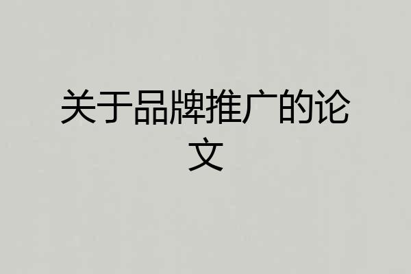 关于品牌推广的论文