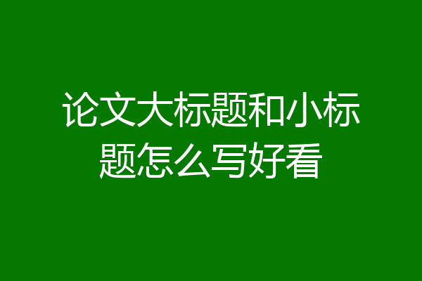 论文大标题和小标题怎么写好看