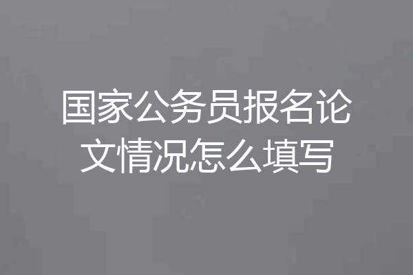 国家公务员报名论文情况怎么填写