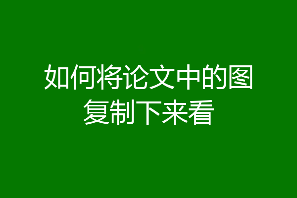 如何将论文中的图复制下来看