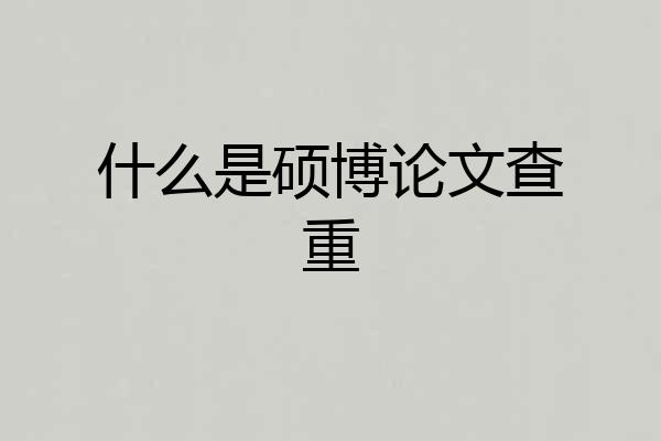 什么是硕博论文查重
