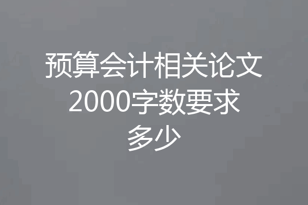 预算会计相关论文2000字数要求多少