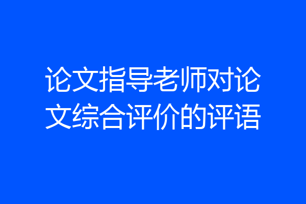 论文指导老师对论文综合评价的评语