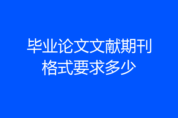 毕业论文文献期刊格式要求多少