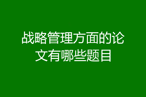 战略管理方面的论文有哪些题目