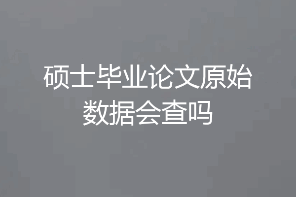 硕士毕业论文原始数据会查吗