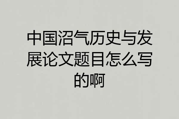 中国沼气历史与发展论文题目怎么写的啊