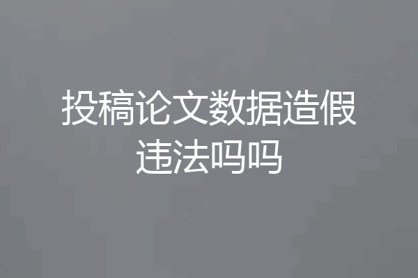 投稿论文数据造假违法吗吗