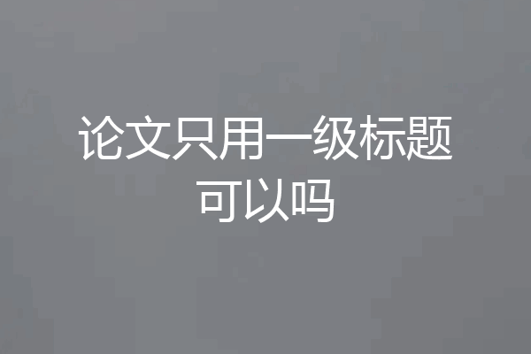 论文只用一级标题可以吗