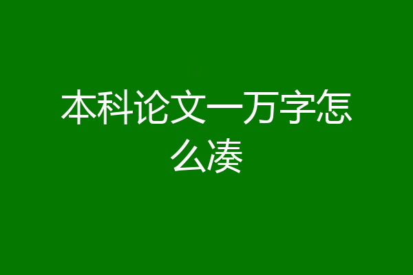 本科论文一万字怎么凑