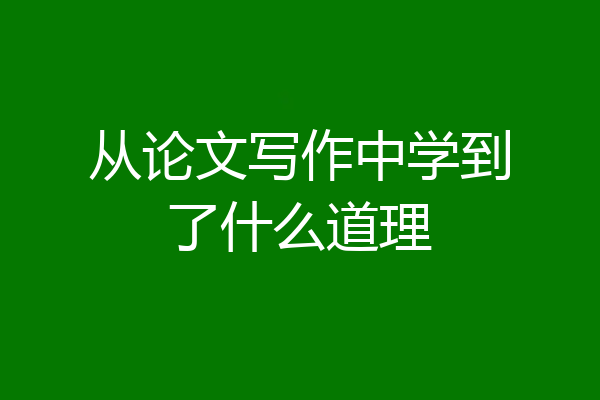 从论文写作中学到了什么道理