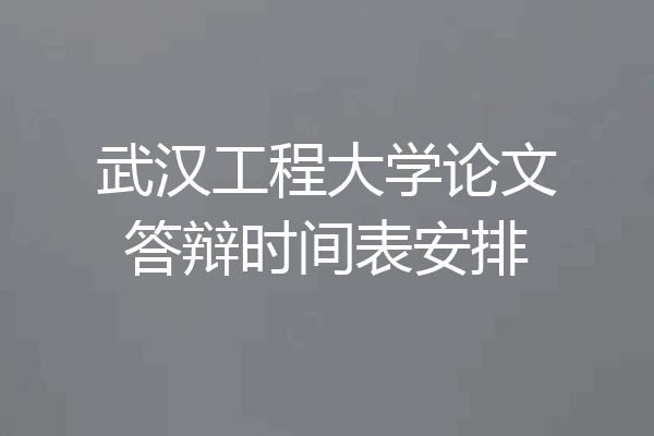 武汉工程大学论文答辩时间表安排