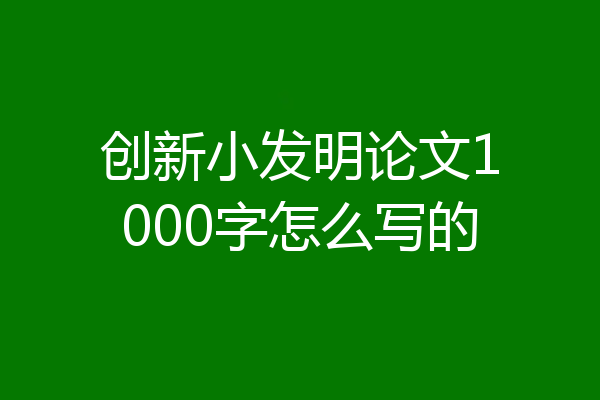创新小发明论文1000字怎么写的