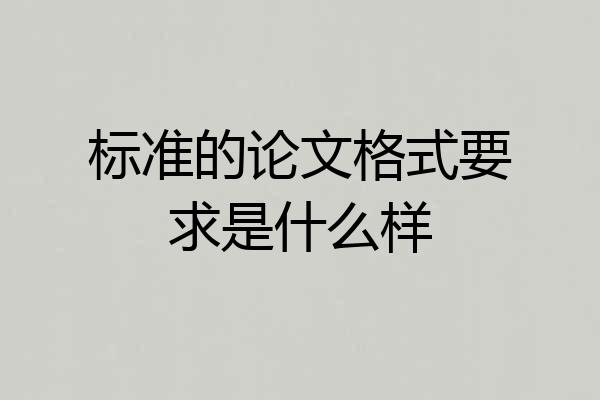 标准的论文格式要求是什么样