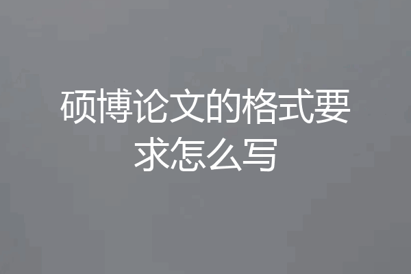 硕博论文的格式要求怎么写
