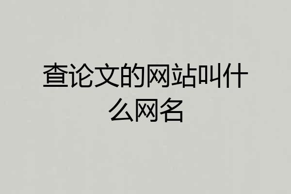 查论文的网站叫什么网名