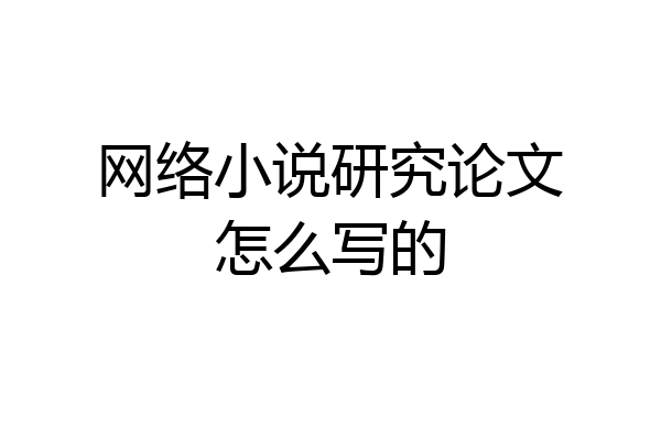 网络小说研究论文怎么写的