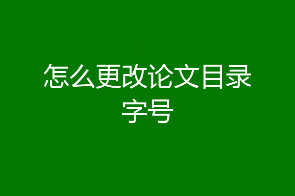怎么更改论文目录字号