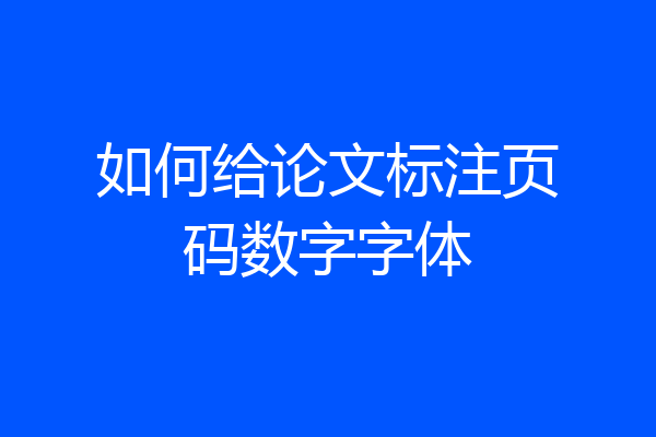 如何给论文标注页码数字字体