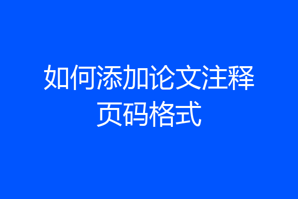 如何添加论文注释页码格式