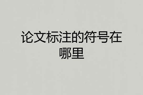 论文标注的符号在哪里