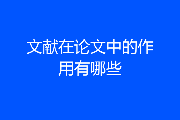 文献在论文中的作用有哪些