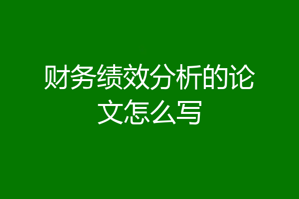 财务绩效分析的论文怎么写