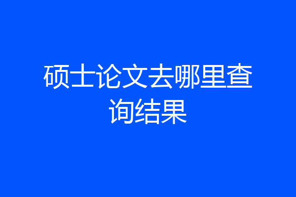 硕士论文去哪里查询结果