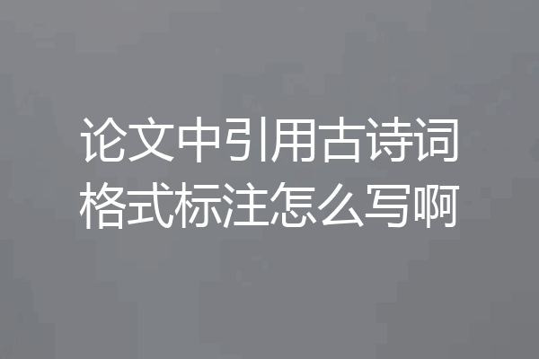 论文中引用古诗词格式标注怎么写啊