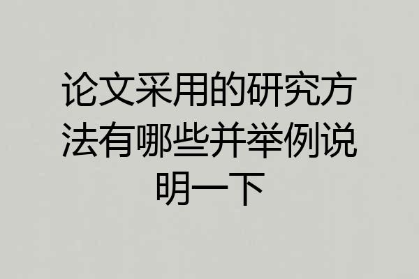 论文采用的研究方法有哪些并举例说明一下