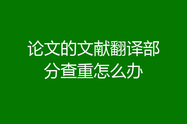 论文的文献翻译部分查重怎么办