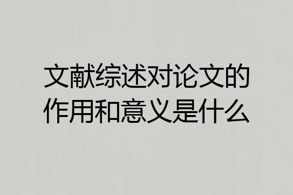 文献综述对论文的作用和意义是什么
