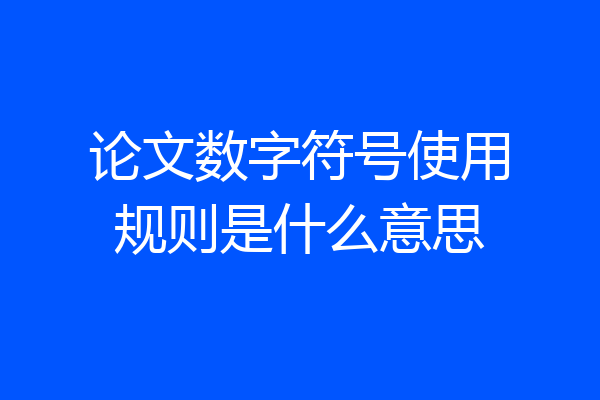 论文数字符号使用规则是什么意思