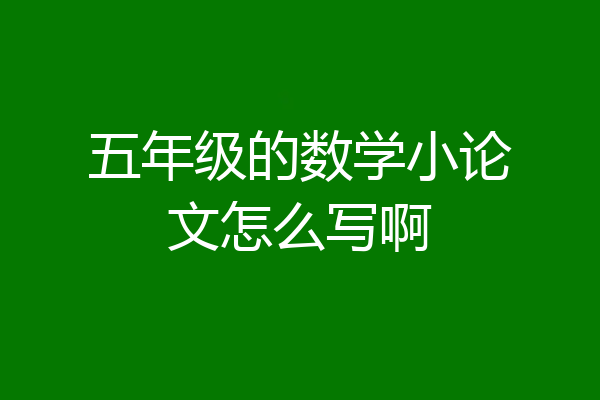 五年级的数学小论文怎么写啊