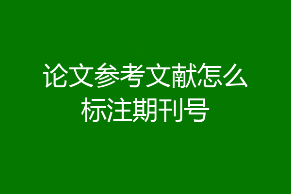 论文参考文献怎么标注期刊号