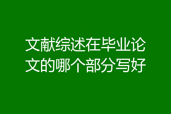 文献综述在毕业论文的哪个部分写好