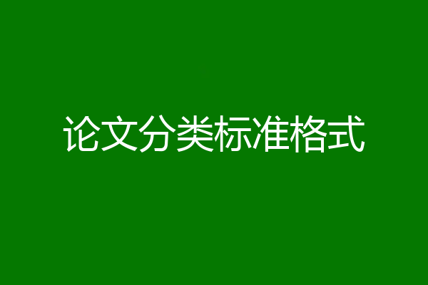 论文分类标准格式