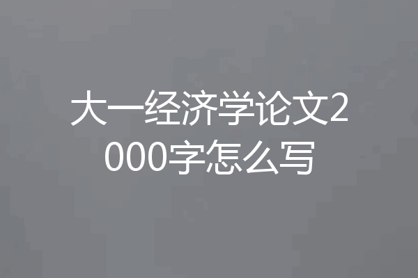 大一经济学论文2000字怎么写