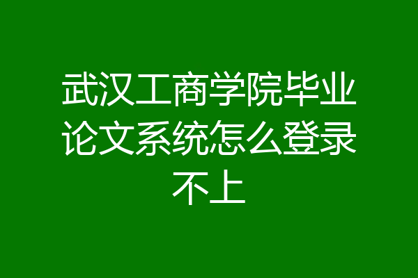 武汉工商学院毕业论文系统怎么登录不上