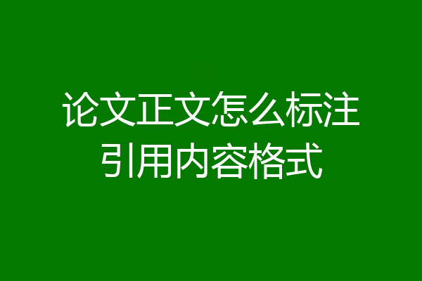 论文正文怎么标注引用内容格式
