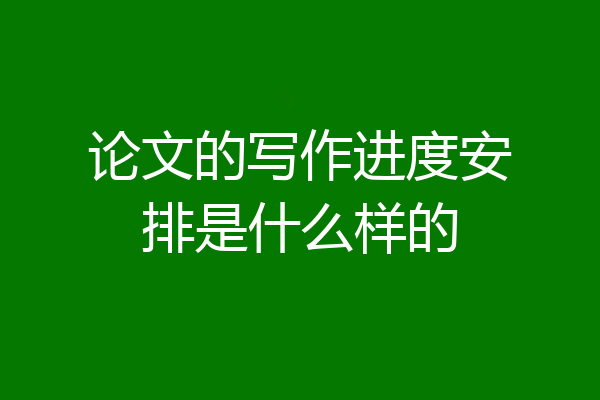 论文的写作进度安排是什么样的