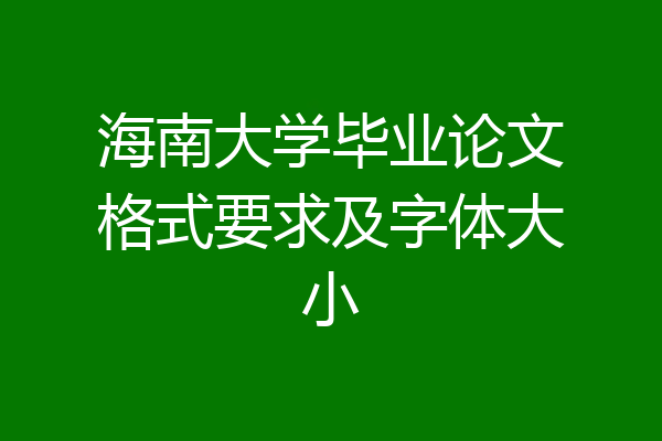 海南大学毕业论文格式要求及字体大小