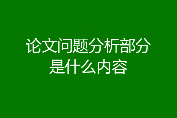 论文问题分析部分是什么内容