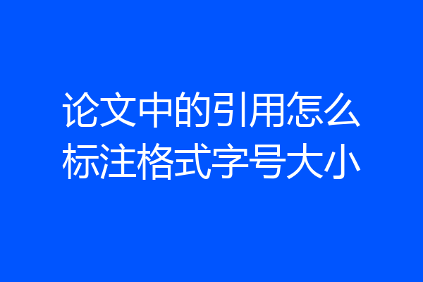 论文中的引用怎么标注格式字号大小