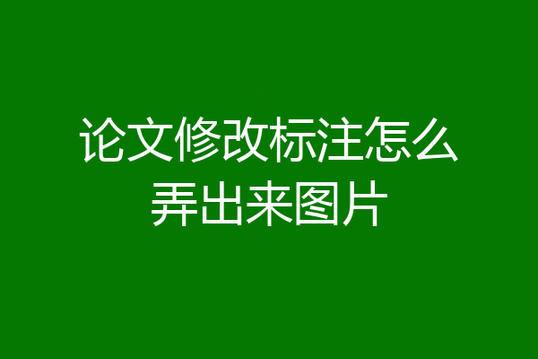 论文修改标注怎么弄出来图片