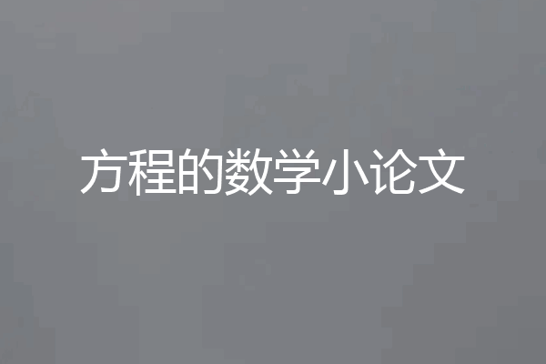 方程的数学小论文