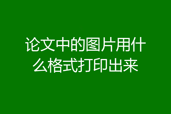 论文中的图片用什么格式打印出来