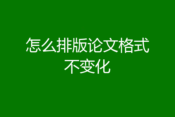 怎么排版论文格式不变化