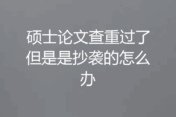 硕士论文查重过了但是是抄袭的怎么办