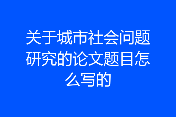 关于城市社会问题研究的论文题目怎么写的